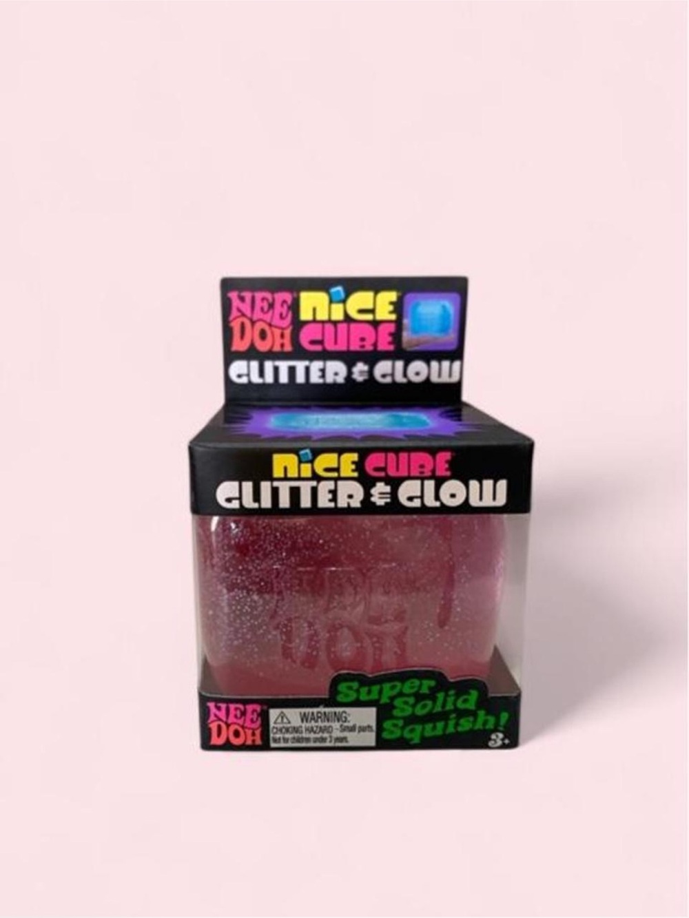 NeeDoh Nice Cube Glitter & Glow - Pink